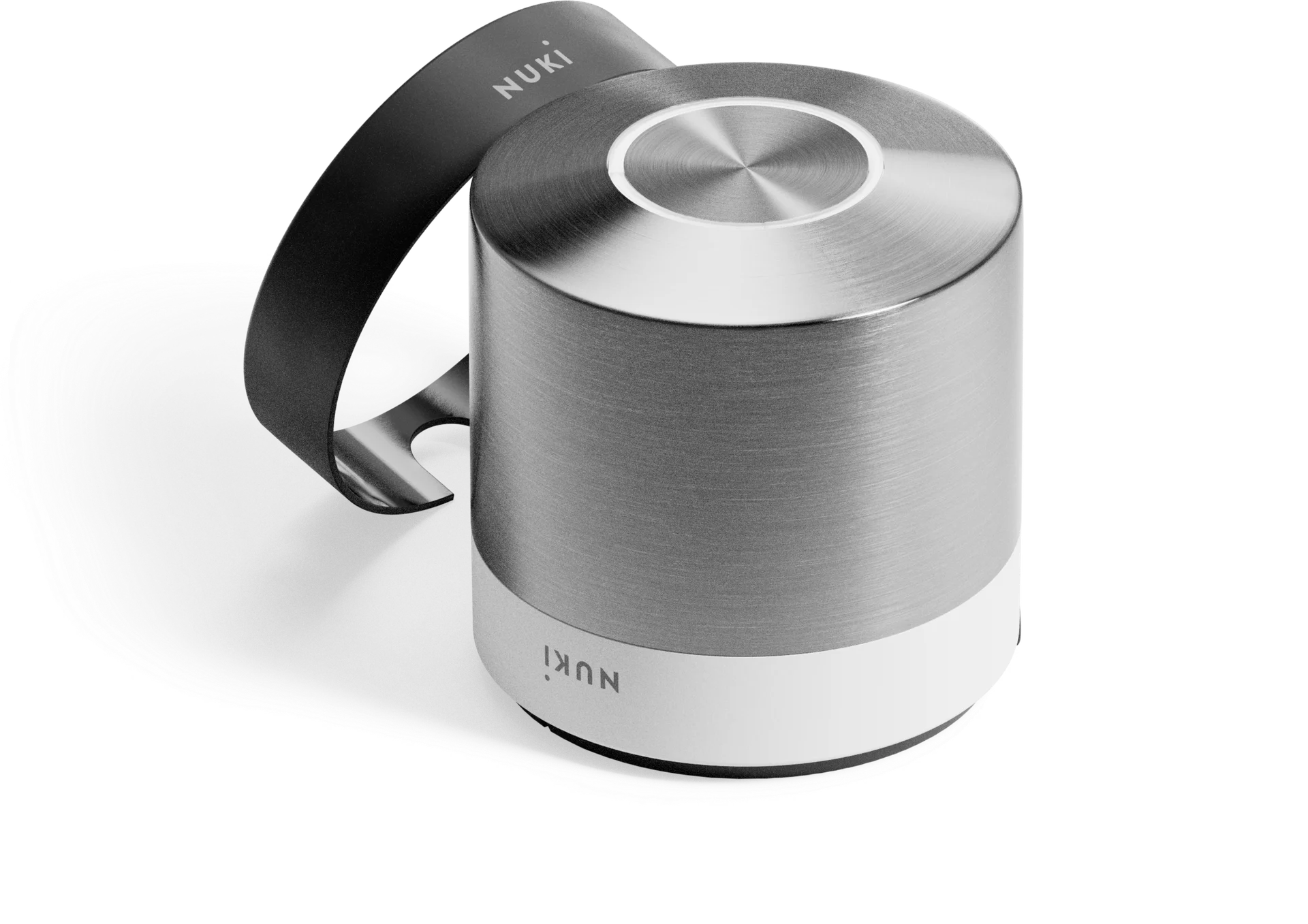 Nuki Smart Lock Ultra with interchangeable rings in white and black.
