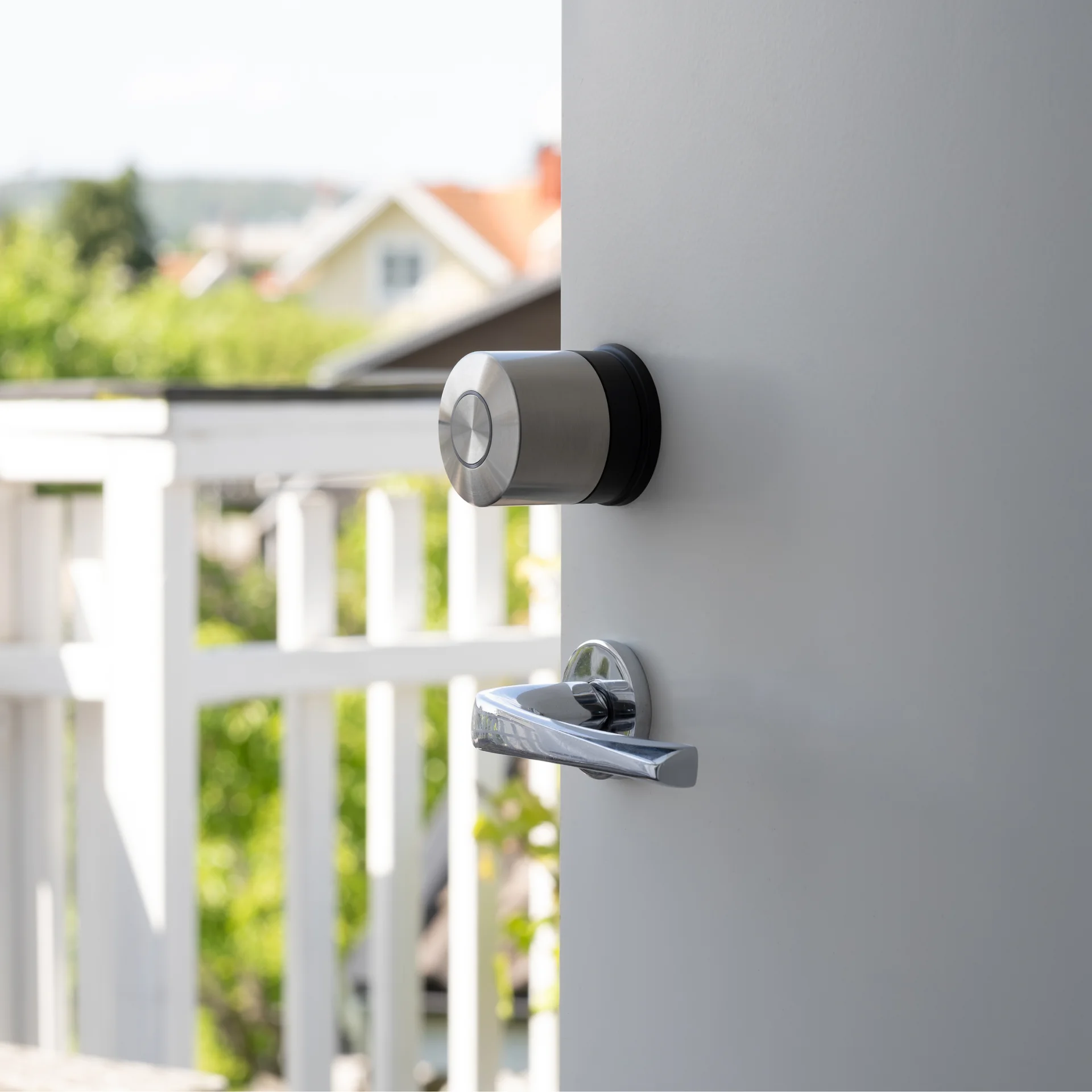 The Smart Lock Ultra Nordics is installed on the inside above the locking mechanism.